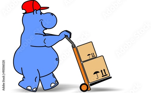 Hippo with trolley