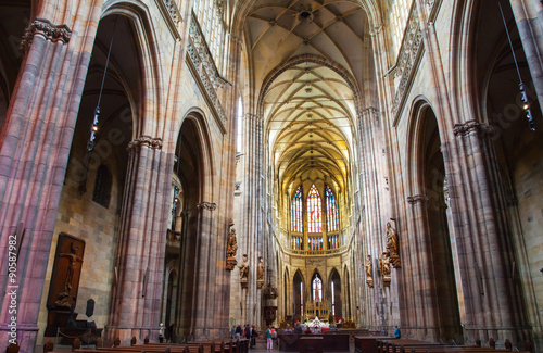 Interior of St. Vitus Cathedral at Prague Castle, Czech Republic