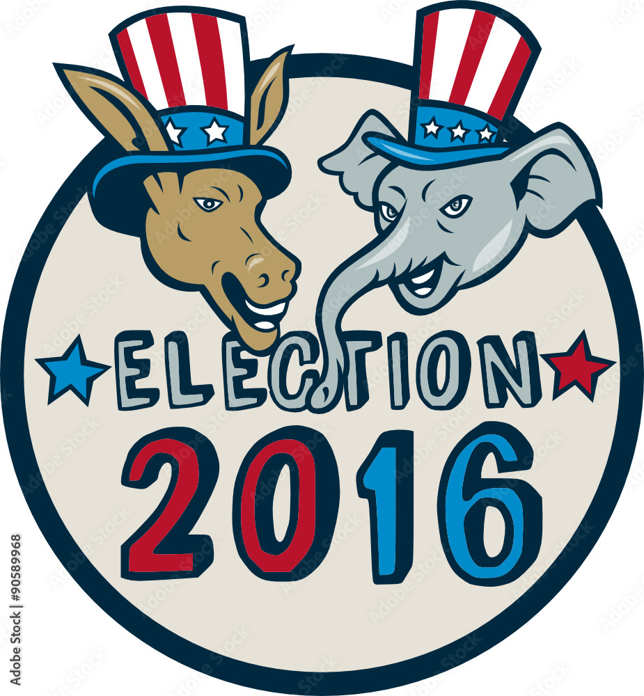 US Election 2016 Mascot Donkey Elephant Circle Cartoon Stock Vector | Adobe Stock US Election 2016 Mascot Donkey Elephant Circle Cartoon Stock Vector | Adobe Stock