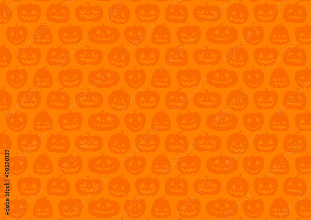 ハロウィン：かぼちゃの背景（オレンジ）横