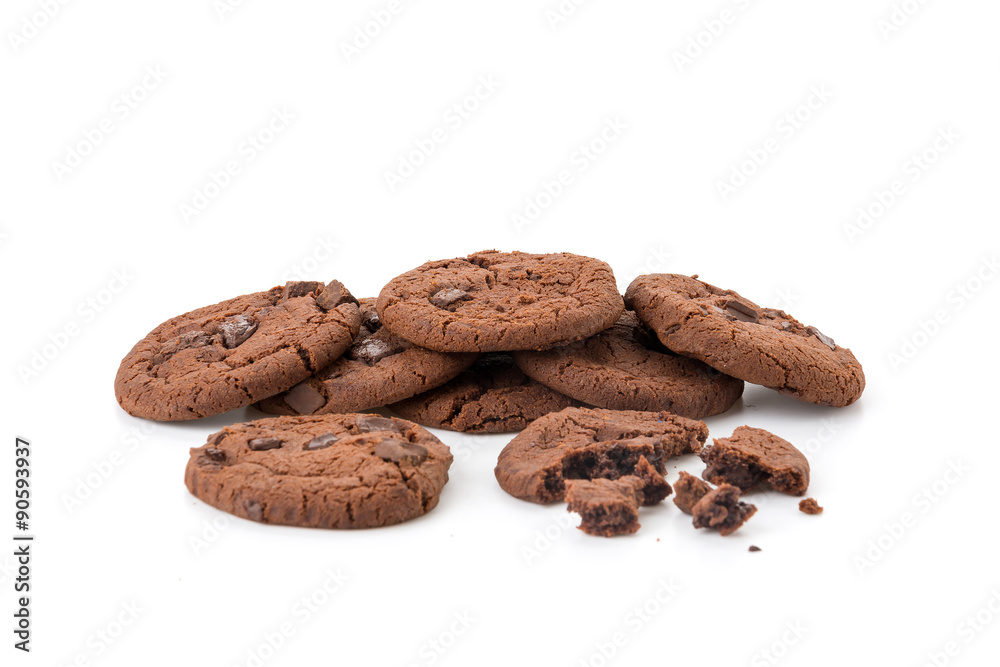 soft dark chocolate brownie cookies on white soft dark chocolate brownie cookies on white