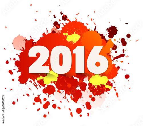 Happy new Year celebration 2016 with colorful spray paint template background