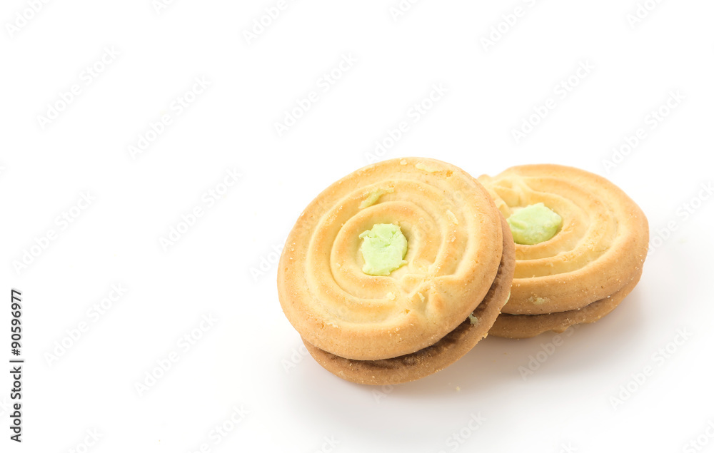 Fototapeta premium cookie biscuit with cream on white