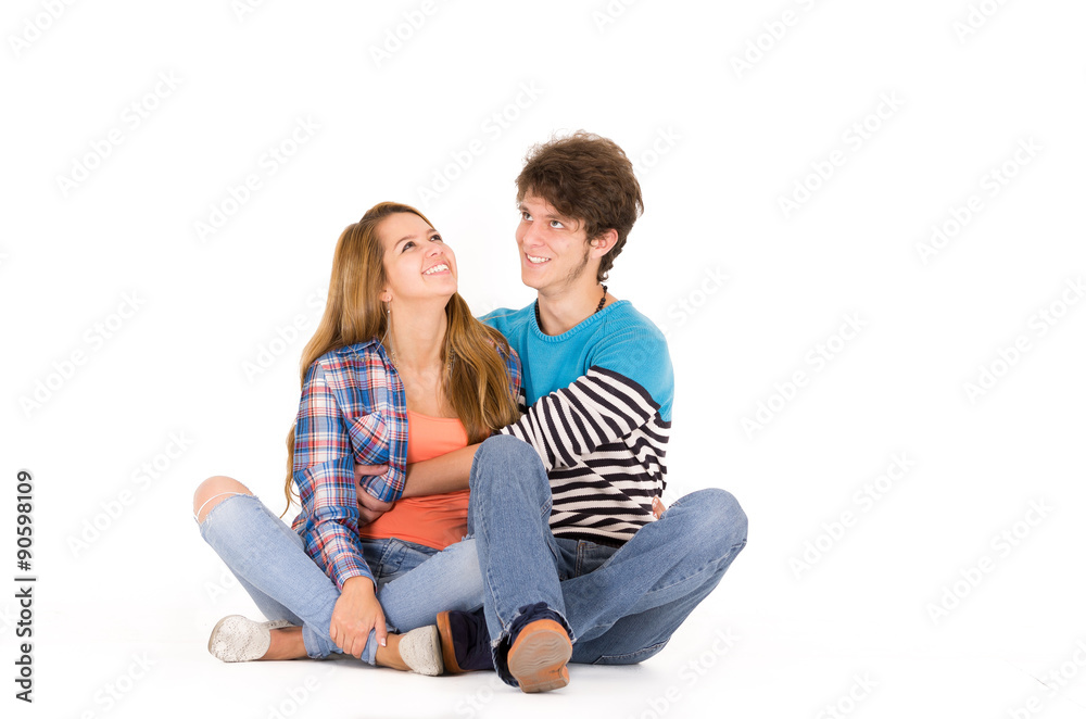 Portrait of attractive young happy couple in love man and woman Portrait of attractive young happy couple in love man and woman