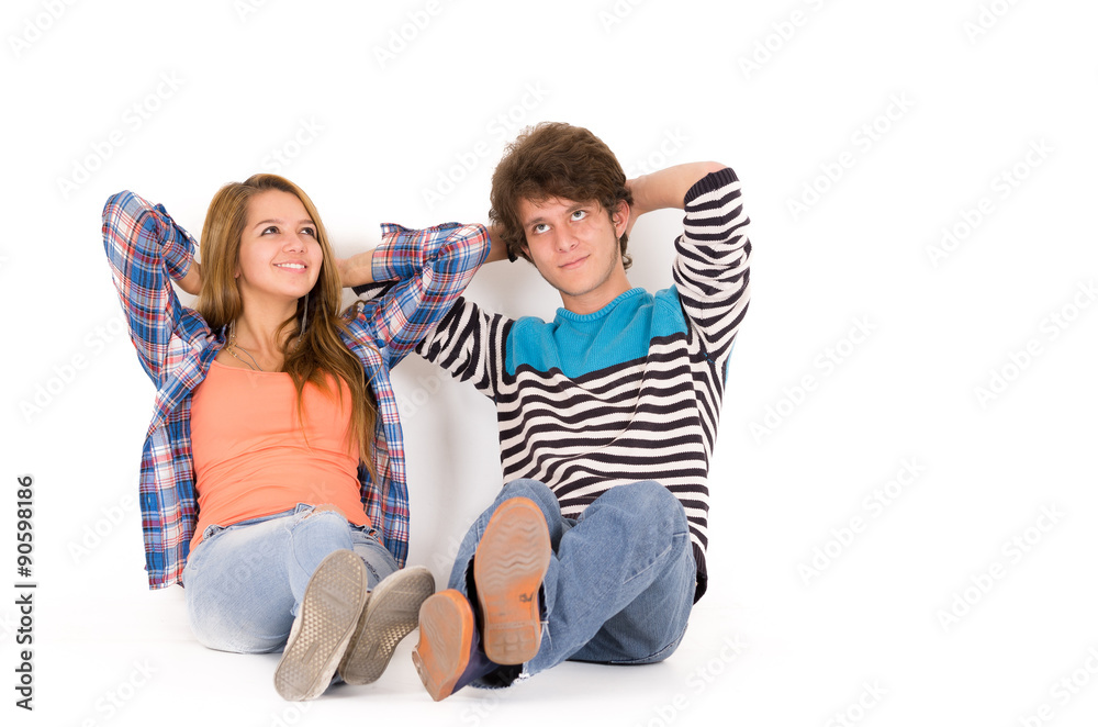 Portrait of attractive young happy couple in love man and woman Portrait of attractive young happy couple in love man and woman