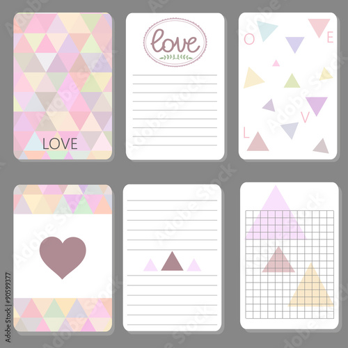 Printable cute design cards triangle and geometriz ctyle