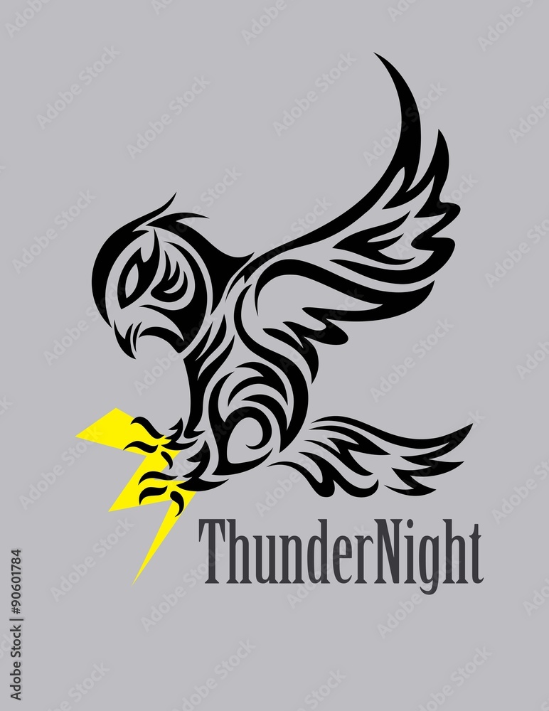 Obraz premium Owl with Thunder, art vector design