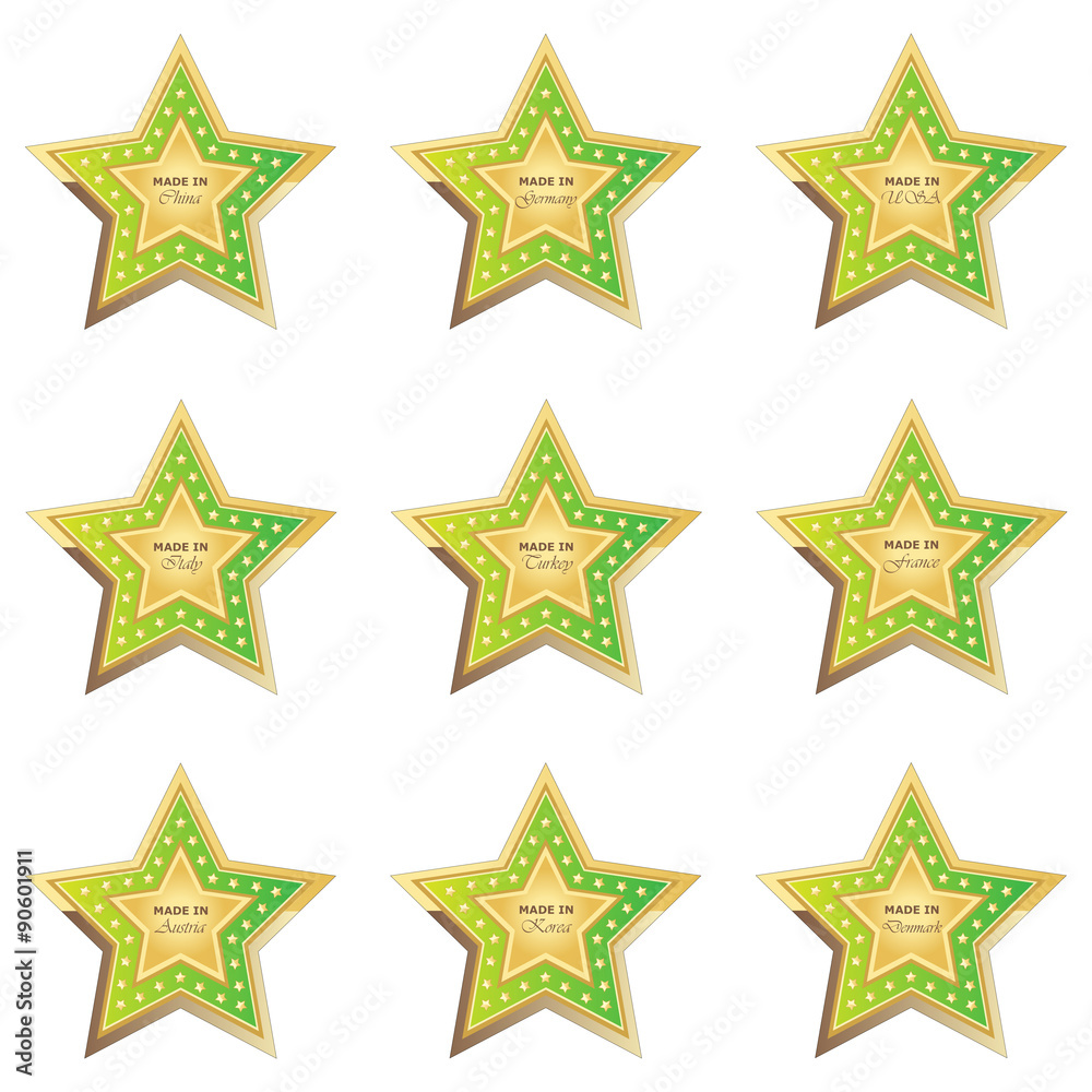 Obraz premium made in button light green on white background