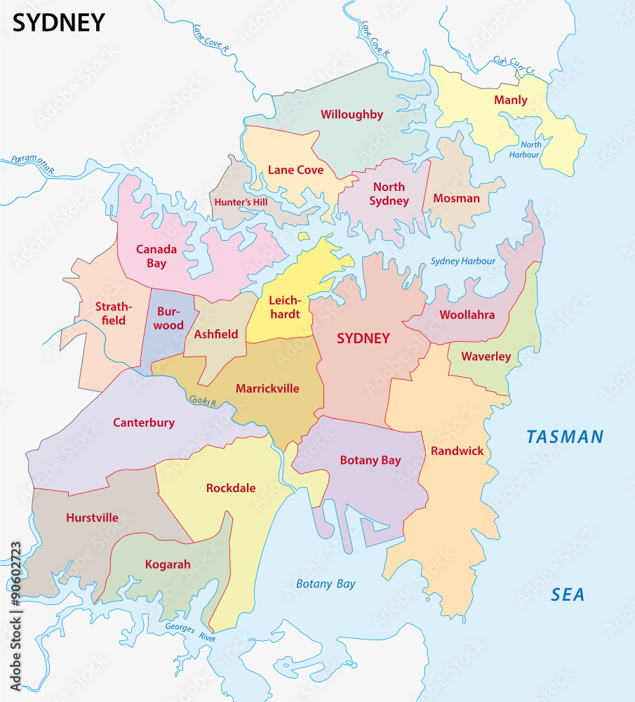 sydney administrative map