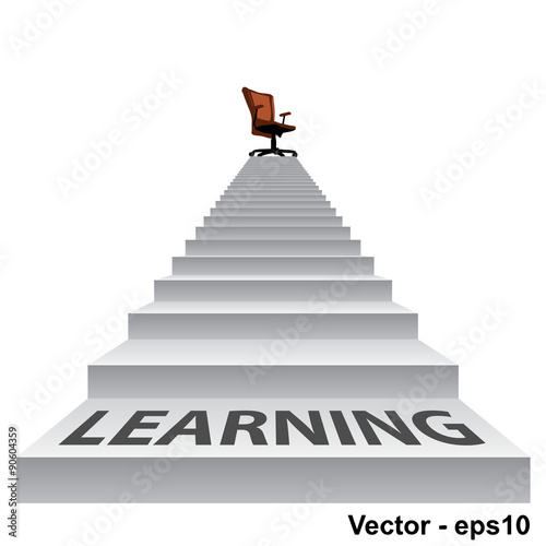 Vector white stair with a chair