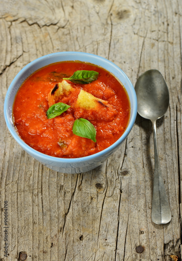 Gazpacho, spanish raw tomato and vegetable soup Gazpacho, spanish raw tomato and vegetable soup