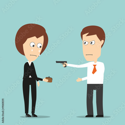 Businessman robs business woman with a handgun