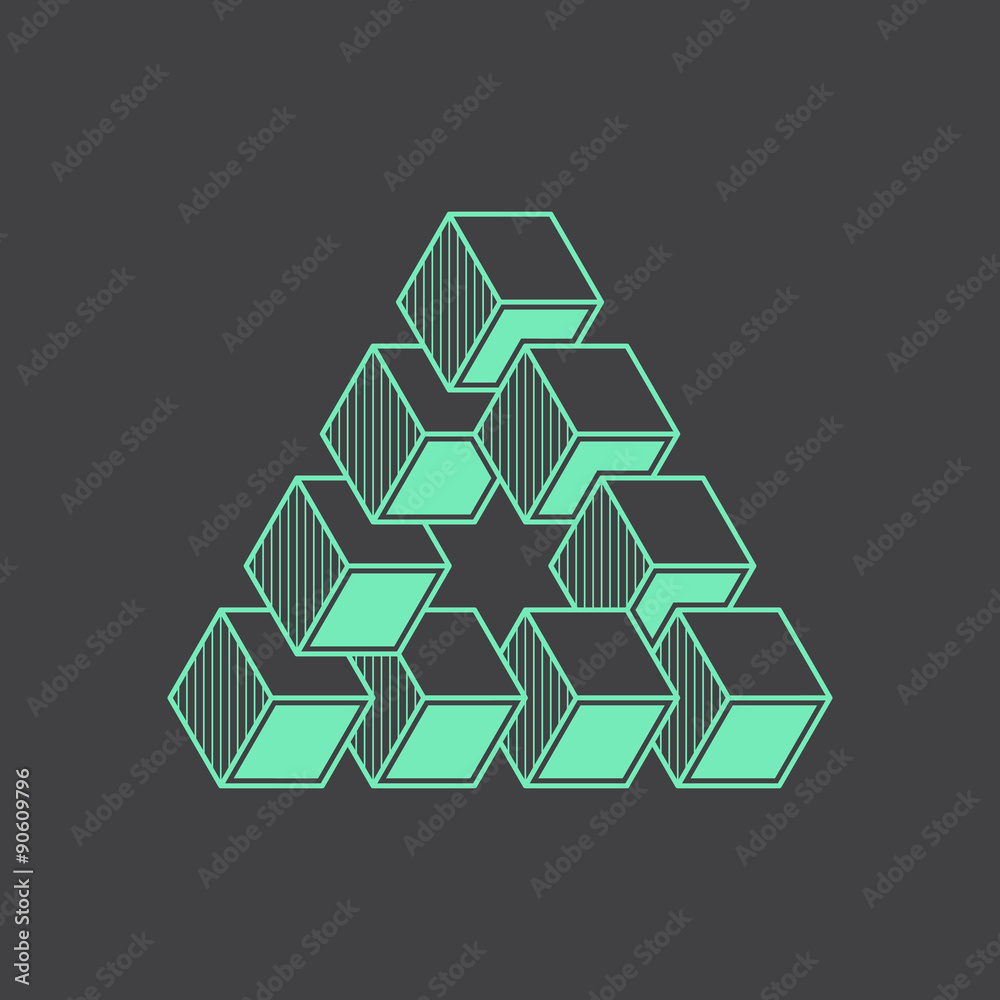 Geometric optical illusion, vector illustration, line design element, cubes Geometric optical illusion, vector illustration, line design element, cubes