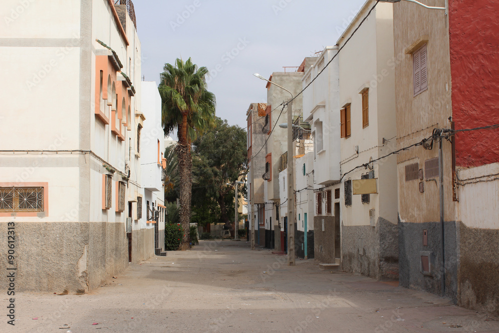 Empty street in Agadir, Morocco.

