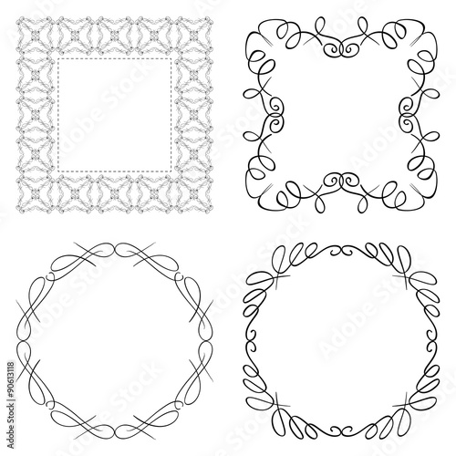 set of vector curly frames