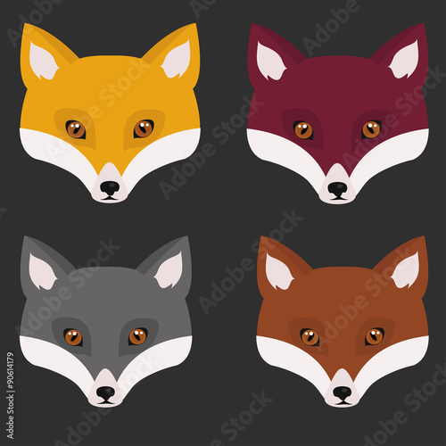 Cute foxes set