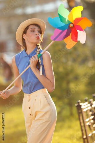 Funny girl with weather vane