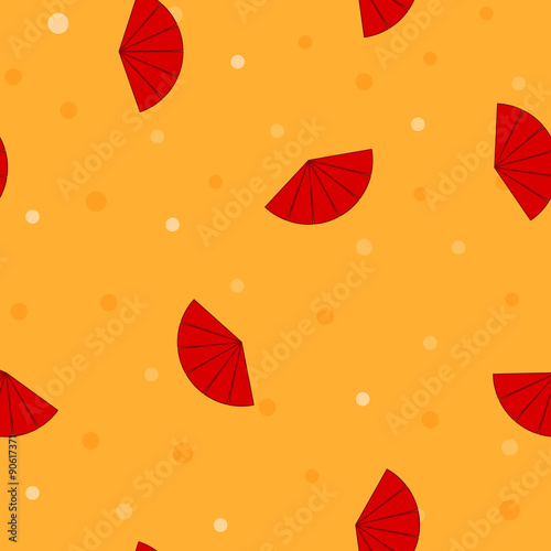 Seamless pattern with red flamenco fans