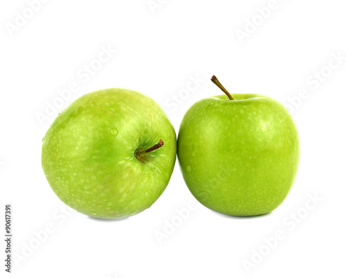 Fresh apples green  isolated white background