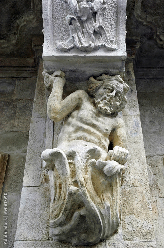 Old sculpture on the building in Lvov Old sculpture on the building in Lvov