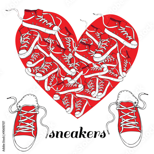 sneakers in the shape of a heart