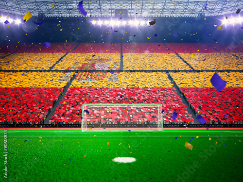 Flag Spain  of fans. Evening stadium arena Blue © Anna Stakhiv