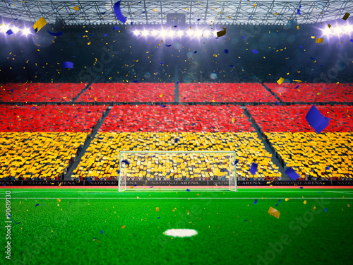 Flag Germany of fans. Evening stadium arena Blue © Anna Stakhiv