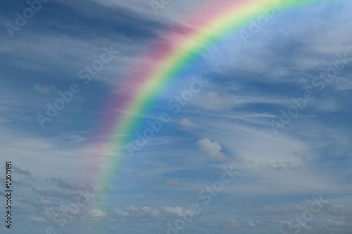 Blue sky with rainbow