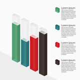 Multicolor glass bar chart with transparency