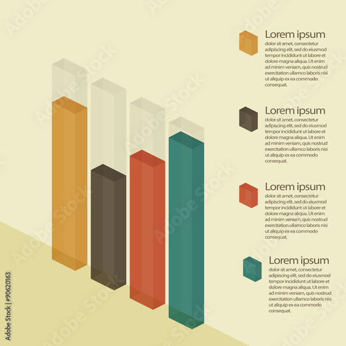 Retro glass bar chart with transparency