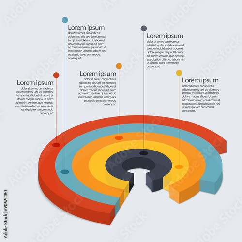 Multicolor transparent glass pie chart with transparency