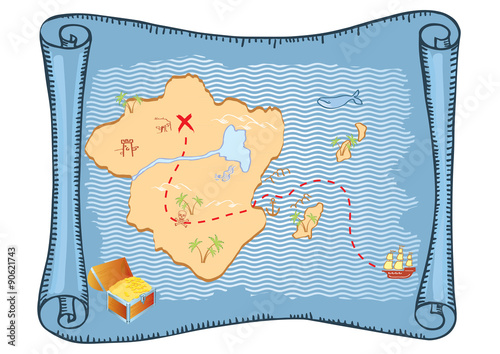 Treasure map. Vector old paper background