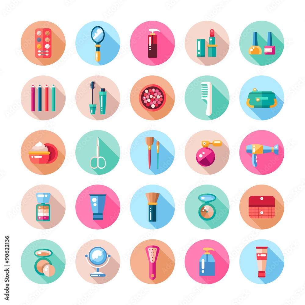 Set of flat design cosmetics, make up icons and elements Set of flat design cosmetics, make up icons and elements