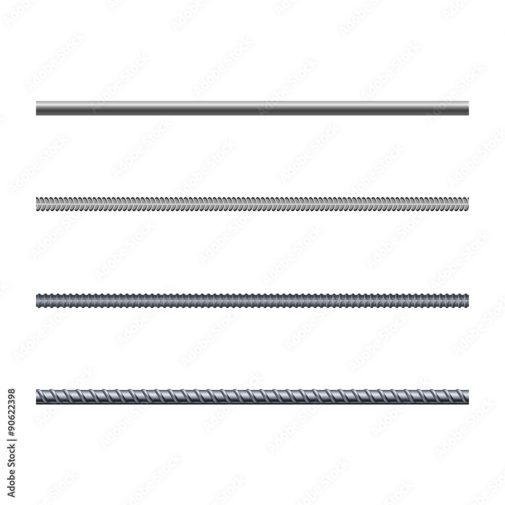 Obraz premium Endless rebars, reinforcement steel, vector illustration