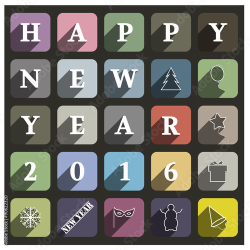 Icons new year, vector illustration.