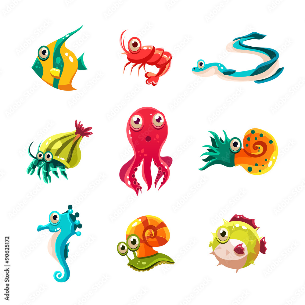 Obraz premium Many species of fish and marine animal life