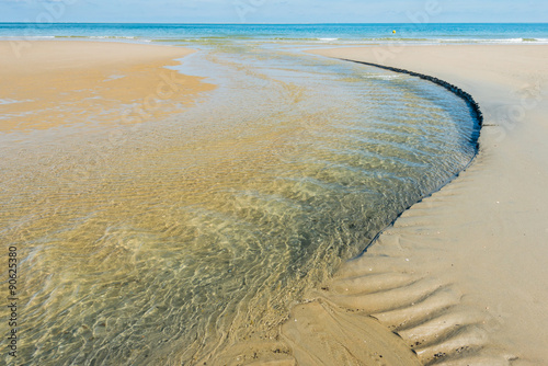 Erosion of the beach through the return flowing seawater