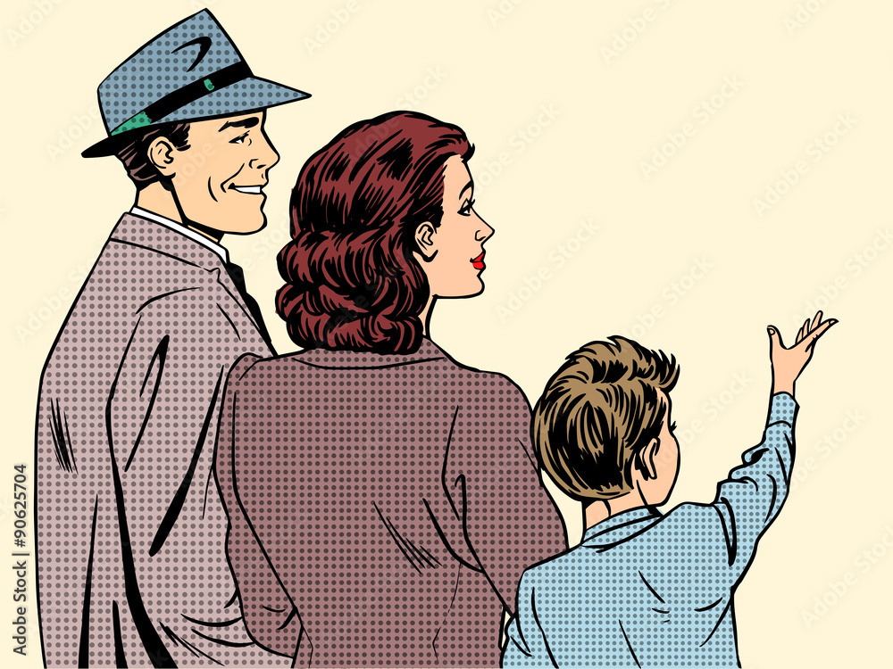 Vektorová grafika „Family mom dad and son retro style pop art“ ze služby  Stock | Adobe Stock