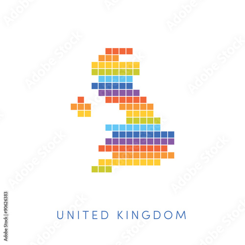 Colorful pixel map of UK