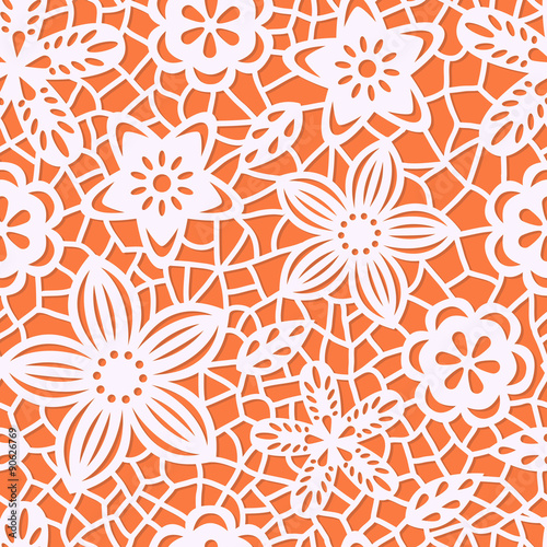 Seamless pattern with paper flowers.