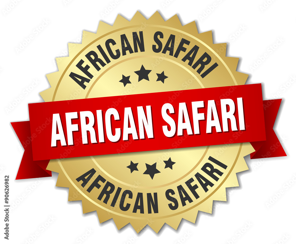 african safari 3d gold badge with red ribbon african safari 3d gold badge with red ribbon