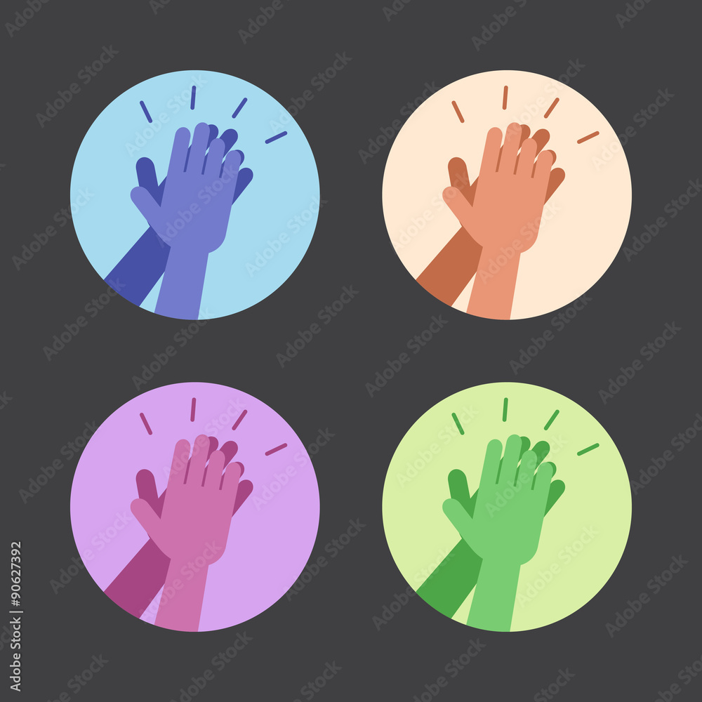 Set of icons with two hands giving a high five. Stock Illustration ...