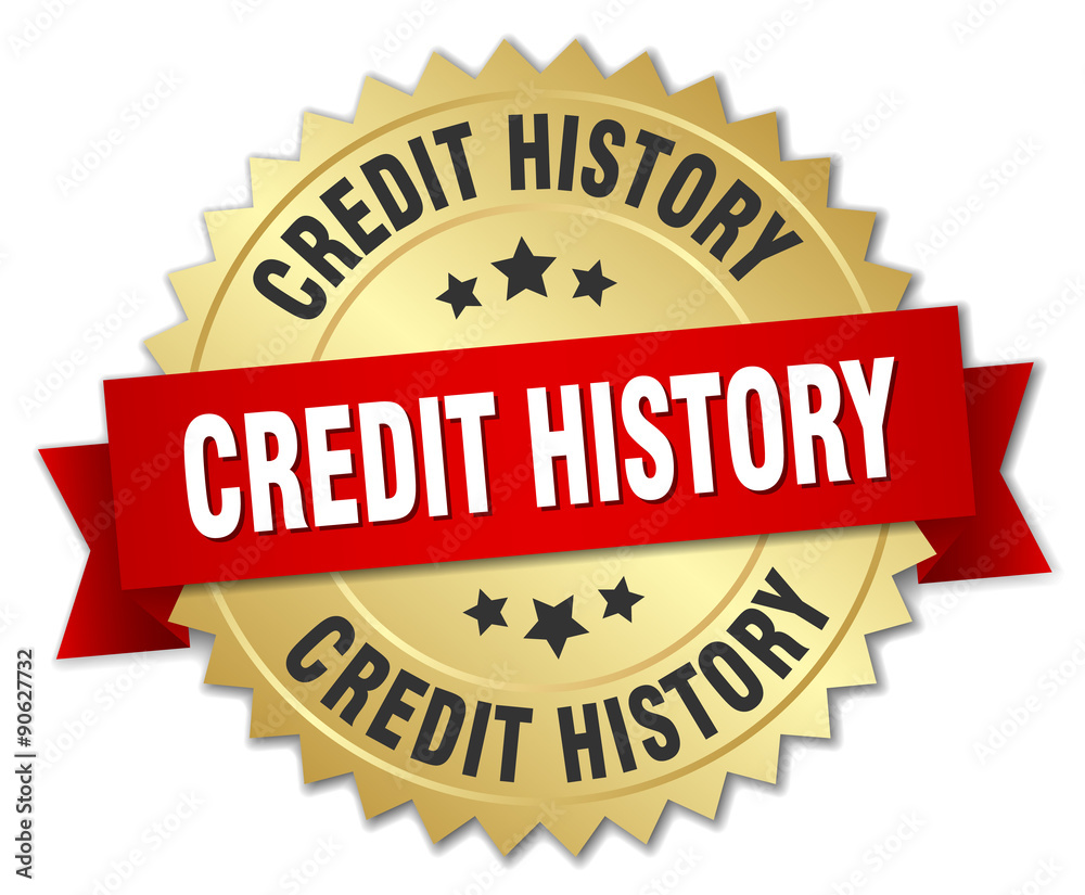 credit history 3d gold badge with red ribbon credit history 3d gold badge with red ribbon