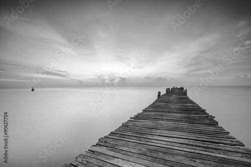 Wood bridge on the sea
