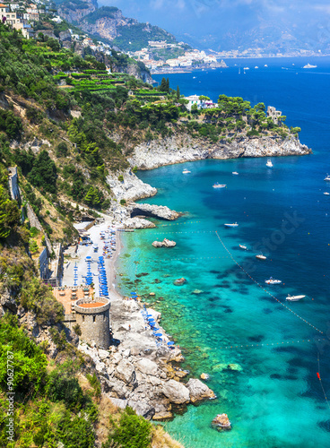 beautiful Amalfi coast with turquoise sea. Italy