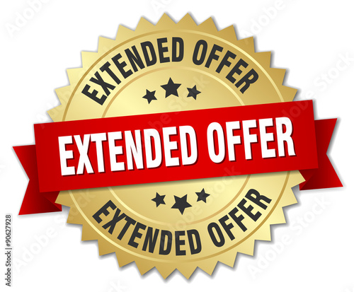 extended offer 3d gold badge with red ribbon
