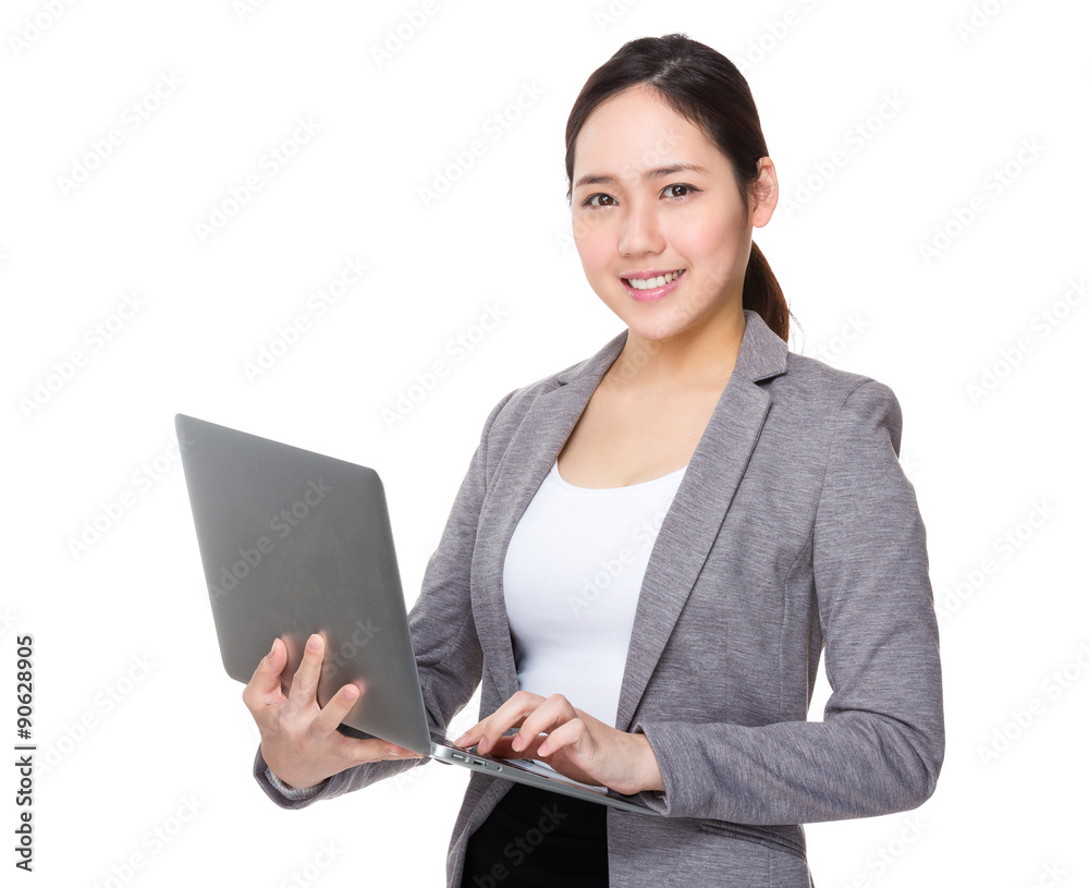 Businesswoman use of the notebook computer Businesswoman use of the notebook computer