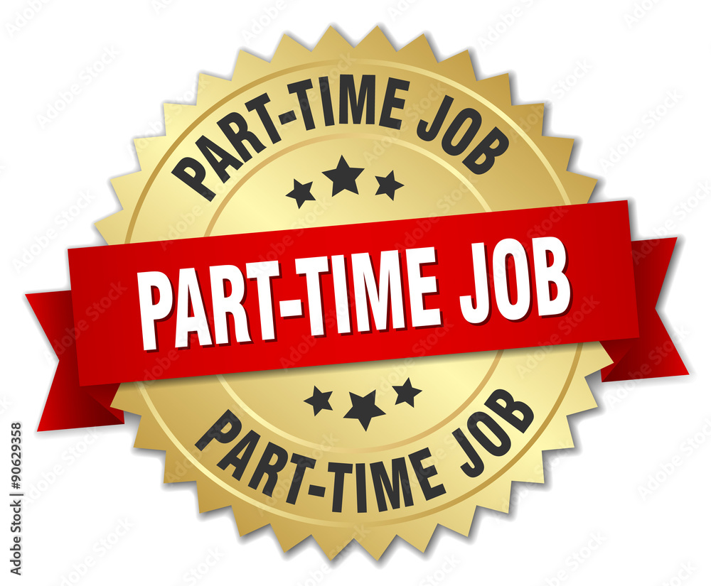 part-time job 3d gold badge with red ribbon part-time job 3d gold badge with red ribbon