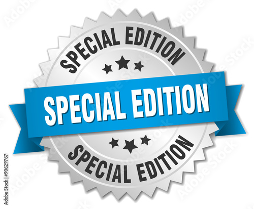special edition 3d silver badge with blue ribbon