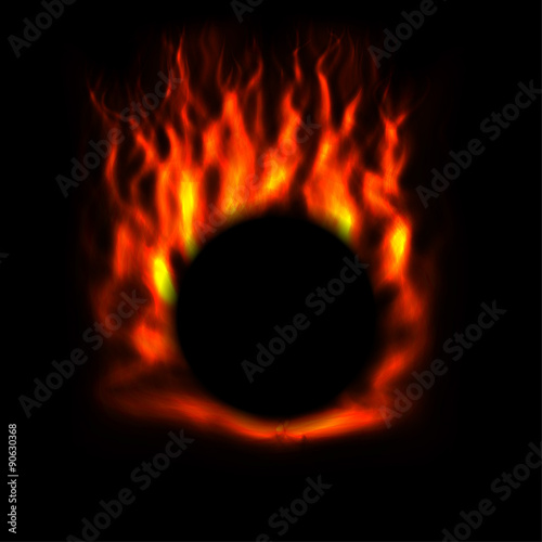 Vector Fire Circle on Black Background No.1. Fire brushes included in library.